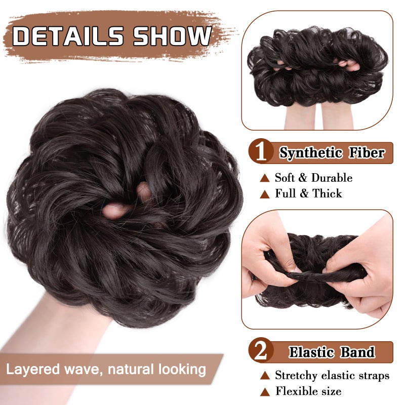 MORICA Messy Hair Bun Hair Scrunchies Extension Curly Wavy Messy Bun Hair Synthetic Chignon Hairpieces for Women(4#) - Image 3